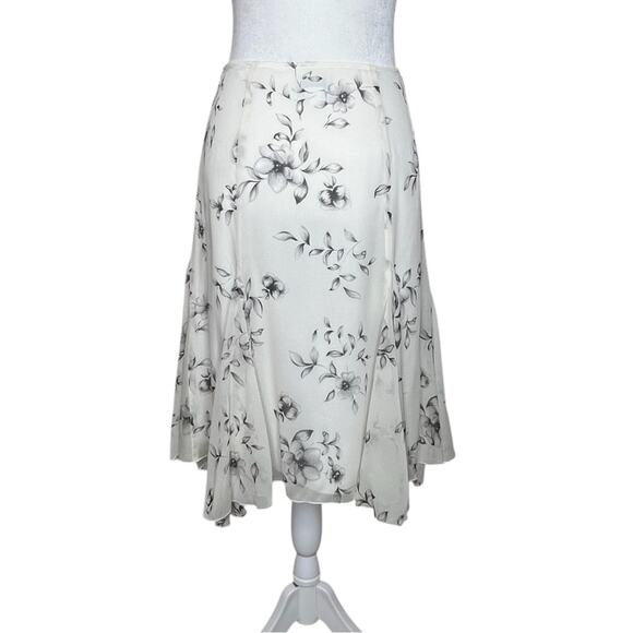 Loft Y2K Fairy Grunge Silk Chiffon Floral Skirt Size 0 Cream Feminine Romantic - Picture 3 of 7